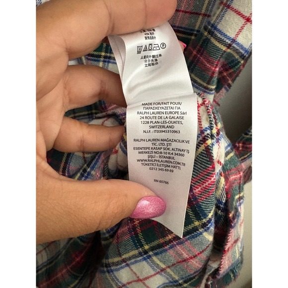 Lauren Ralph Lauren Flannel Cotton Sleep Shirt Plaid Embroidered‎ Logo Cabincore - Picture 8 of 12